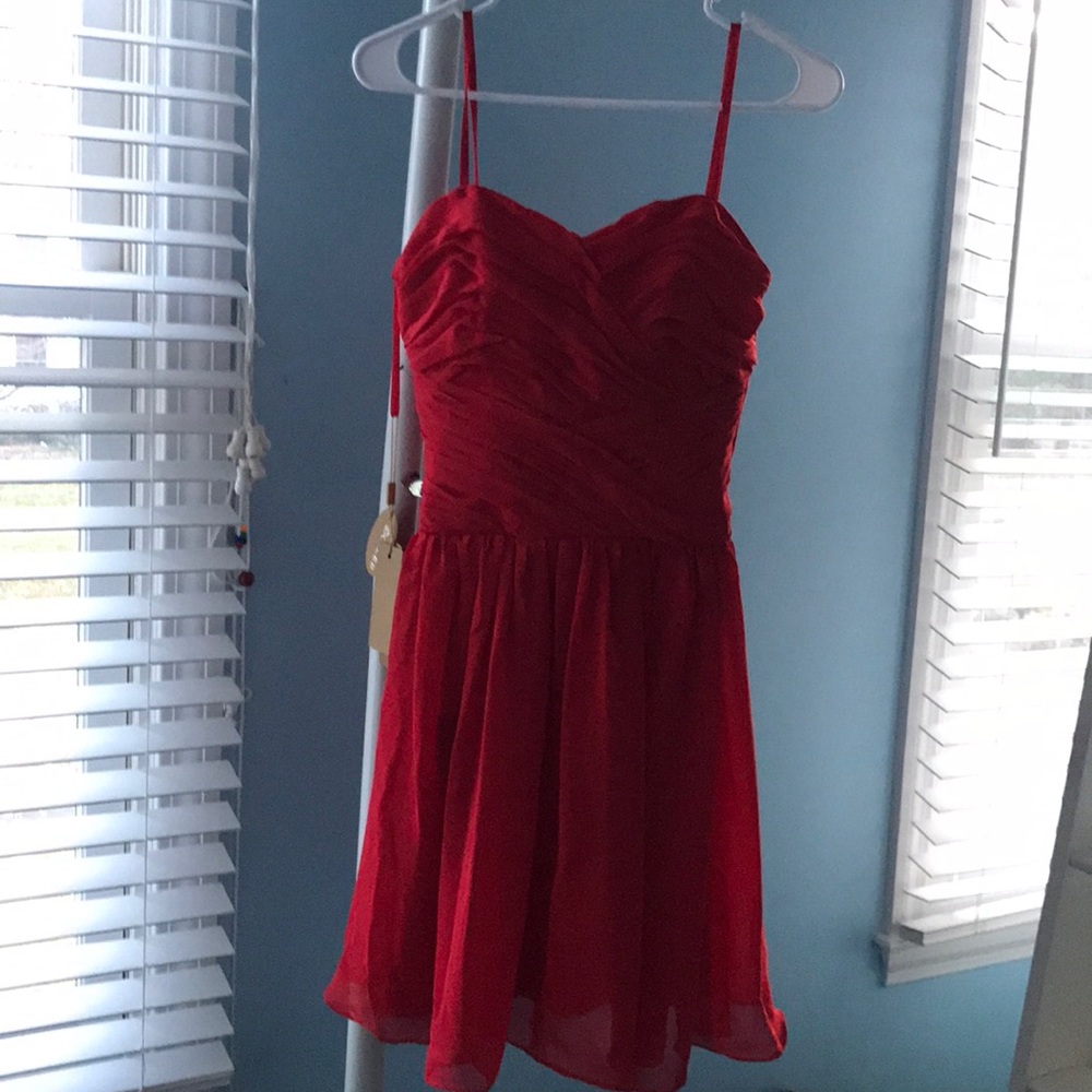 Red chiffon party dress!